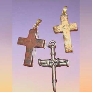 Three Cross Unique Pendants Lot Jewelry